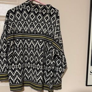 Tahari Black and White Sweater with Yellow Accents